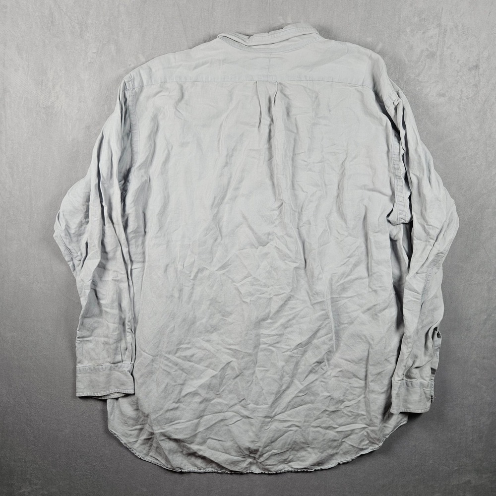 Ralph Lauren Button Down Shirt Mens XL Grey Silk Linen Blend Blake Pony Logo - Picture 2 of 9